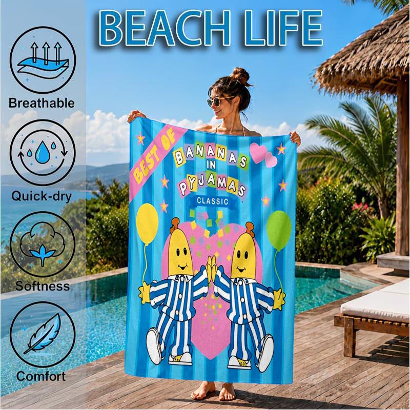 Bananas In Pyjamas Classic Beach Towel, Quick-drying, Easy to Care for, Suitable for Both Fitness and Beach Vacations,Sports Essential