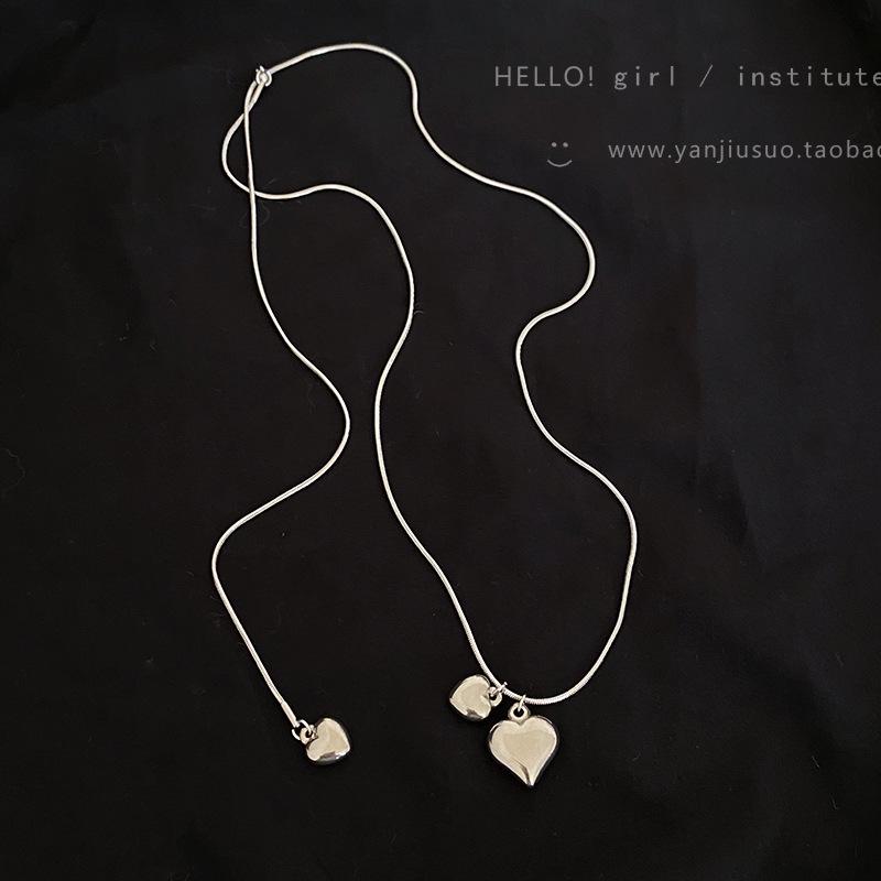 

Sunflower Unnie Silver Heart Pendant Pearl Necklace - Women s Layered Sweater Chain Accessory