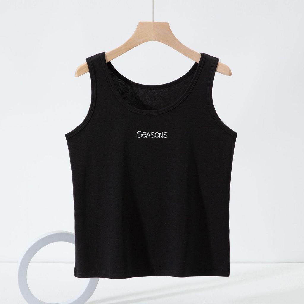Plus Size Women's Korean Style Cotton Camisole Tank Top - Sleeveless Solid Color for Spring/Summer