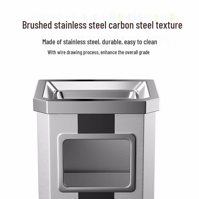 Stainless Steel Hotel Lobby Waste Bin with Ashtray