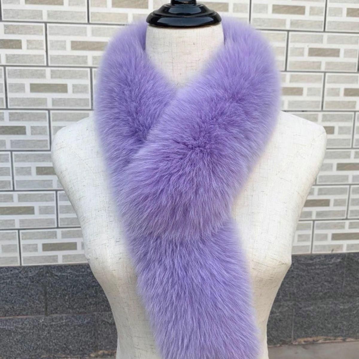 

Шарф из искусственного лисьего меха, женский осенне-зимний универсальный короткий меховой шарф, темпераментный женский шарф фиолетовый