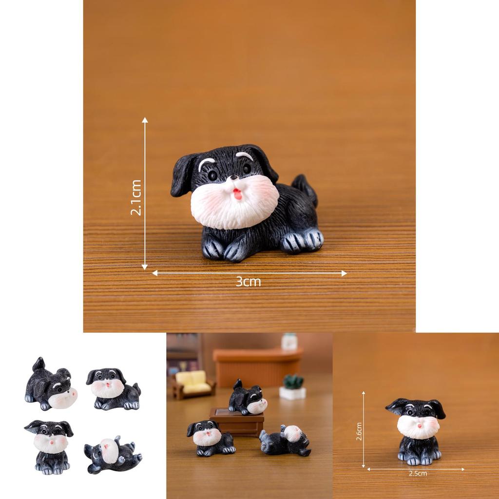 Niedliche Schnauzer Harzfiguren für Auto Armaturenbrett Schreibtisch Cartoon Tier Deko