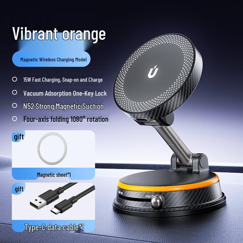 Magnetic Wireless Charging Car Phone Holder with Suction Cup Mount