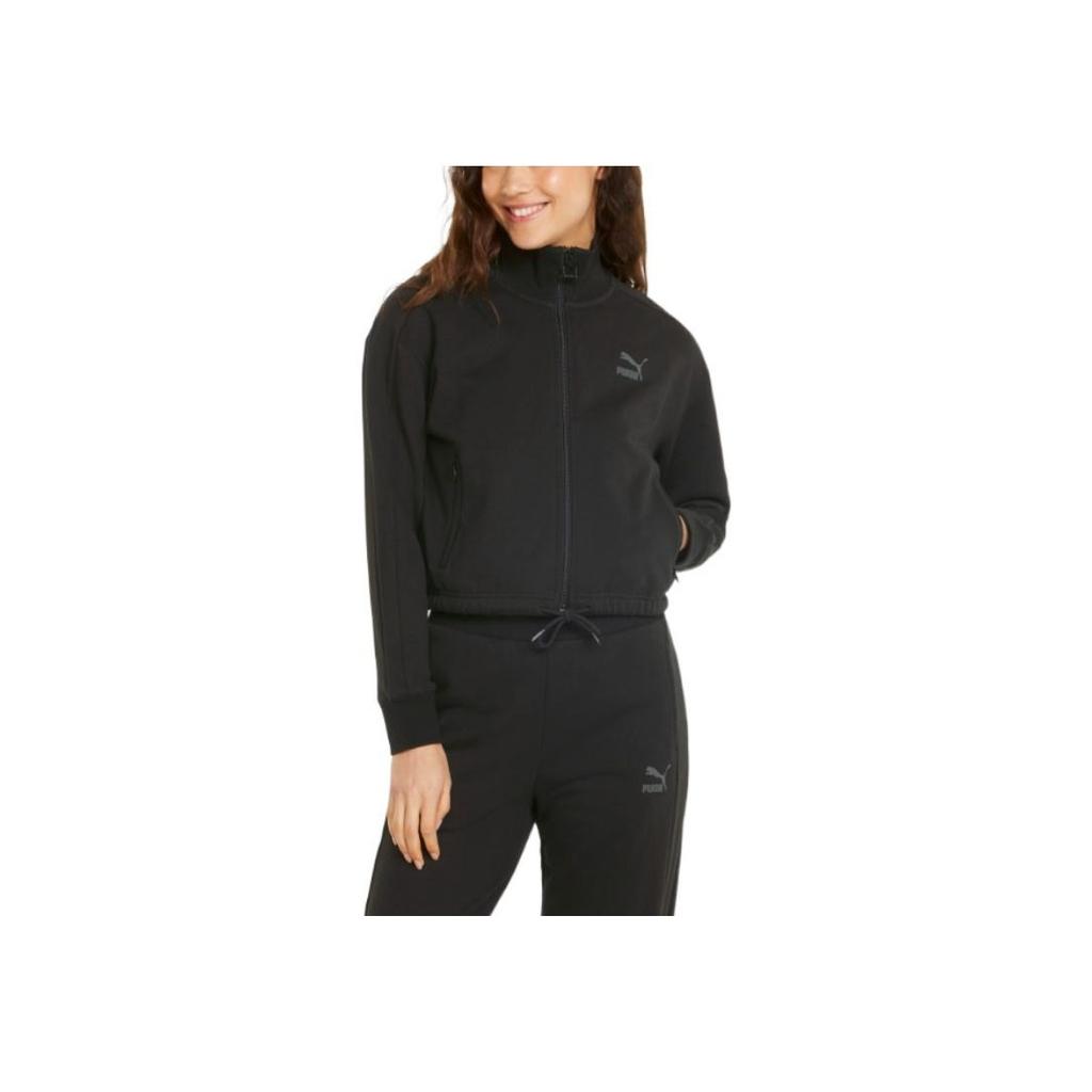 Puma Solid Color Print Logo Zip-Up Stand Collar Jacket Women Jacket Black 535363-01