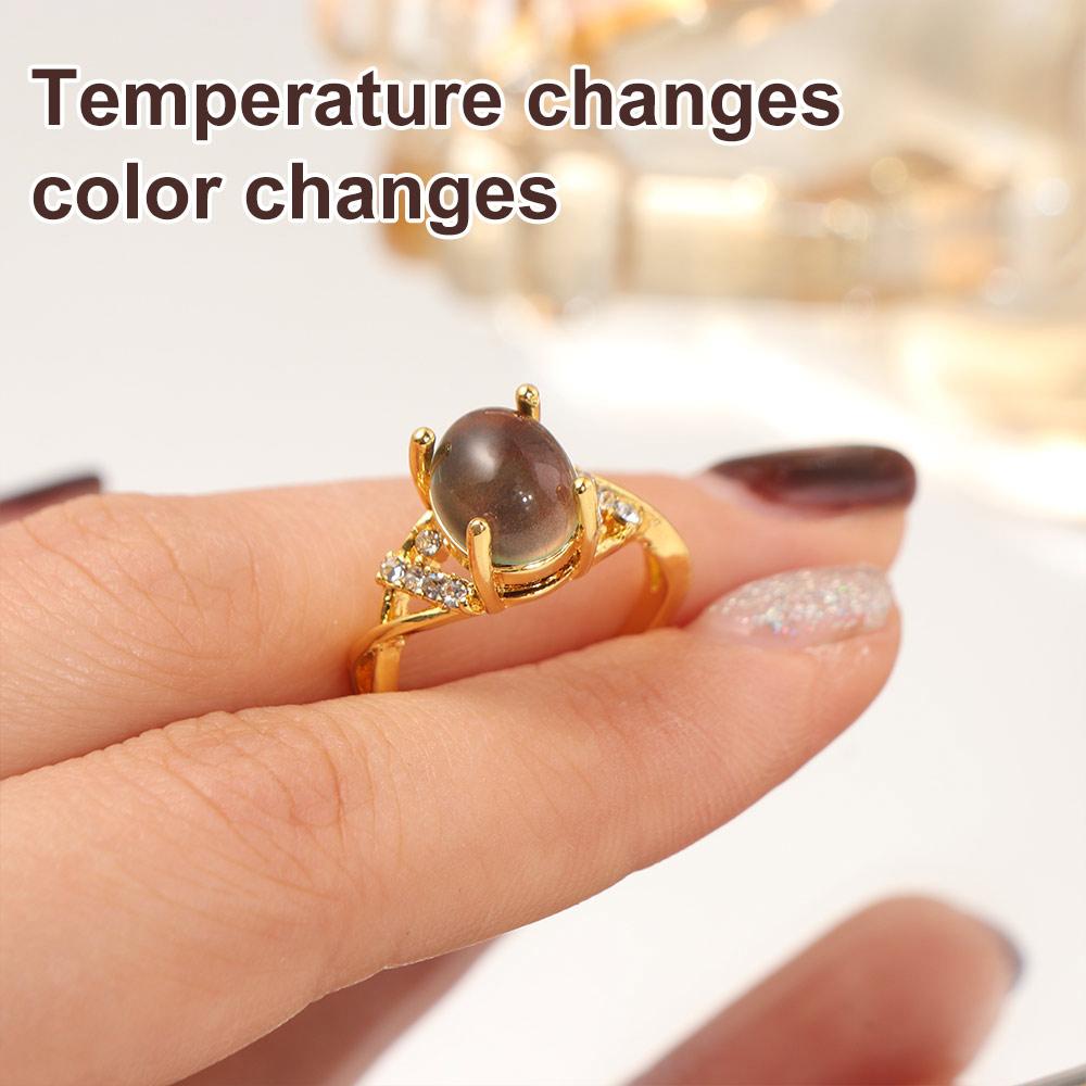 Temperature Control Color Retro Adjustable Mood Rings Oval Color Changing Mood Ring Gift