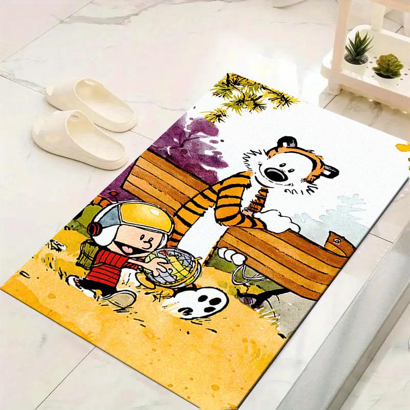 Tappeto Calvin e Hobbes per Soggiorno Camera da Letto Casa Decorazione Divano, Tappetino Antiscivolo per Giochi Bambini
