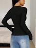 Y2K Women's Lace Button Solid Color Top - Sexy, Tight Base Layer for Autumn/Winter