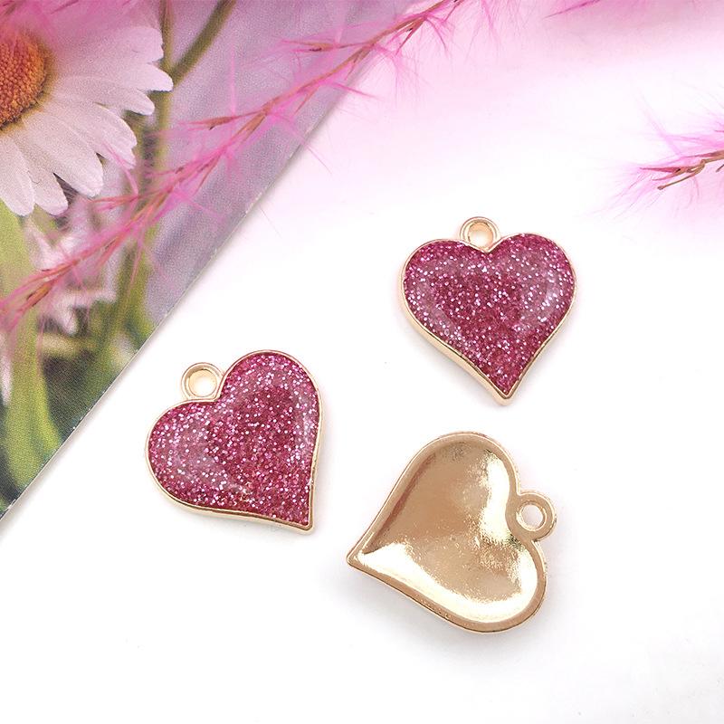 Love Pendant Dripping Green Onion Powder Peach Heart Pendant DIY Bracelet Necklace Accessories 5pcs Loose Beads Fashion  Accessories