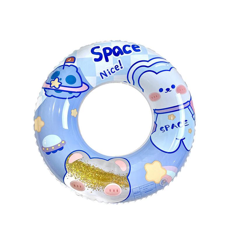 Childrens Cartoon Teddy Bear And Rabbit Glitter Inflatable Swimming Ring