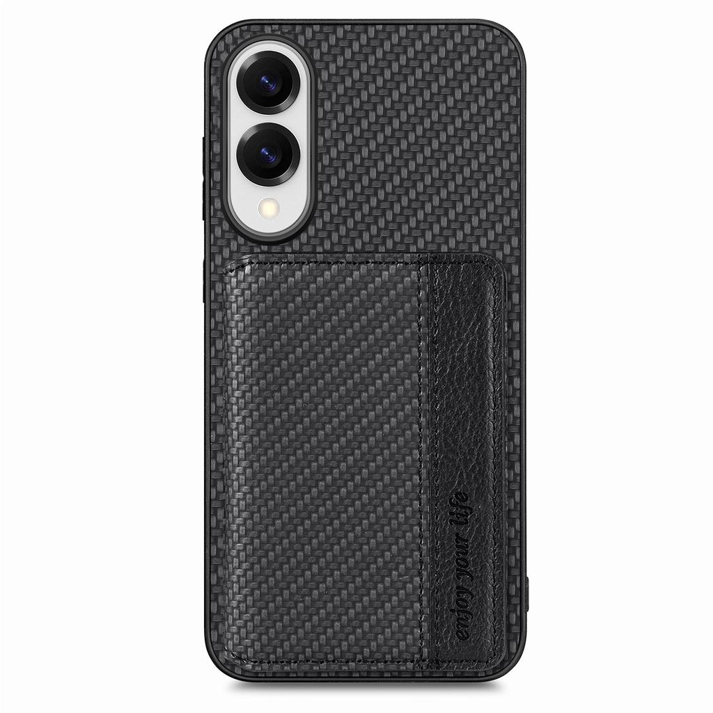 For Samsung Galaxy S25 Edge Case RFID Blocking Carbon Fiber Leather Phone Back Cover with Card Holder