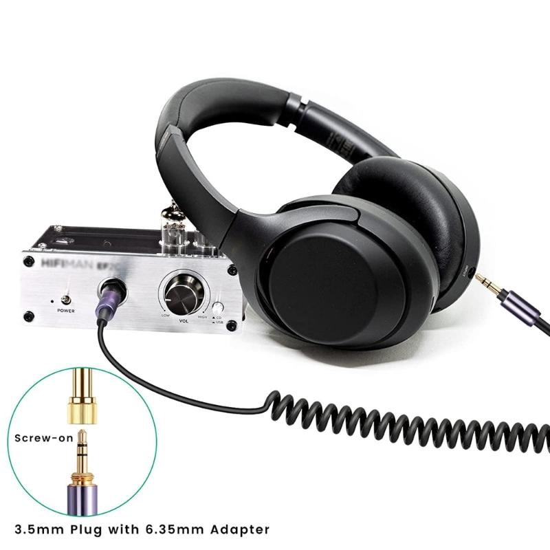 1.5m Spring Audio Wire Headset Cable Cord with 6.35mm Adapter for WH-1000XM3 XM2 XM4/H900N H800/WH-XB910N/MDR-XB950BT