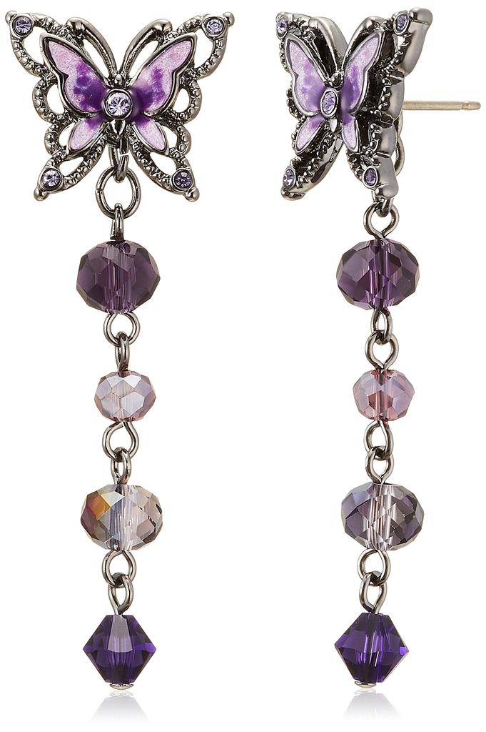 ANNA SUI Butterfly Motif Earrings SAMA1420 XV Purple 2-Way