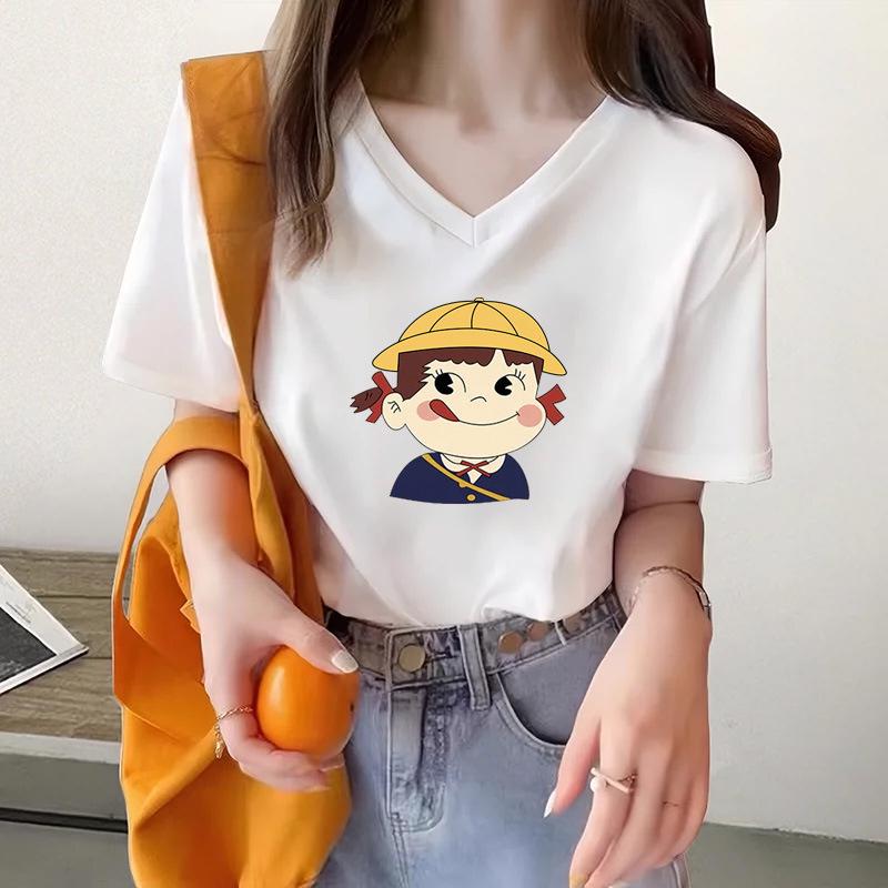 

Women s Korean Style Printed Cotton T-Shirt - Loose Fit, Short Sleeve. XXL