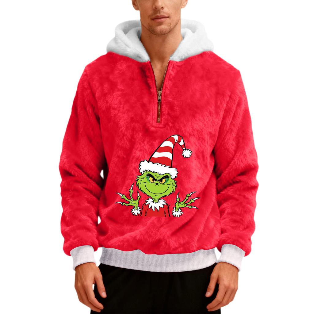 Men's  Plush  Half  Zipper  Hooded Hood  Hoodie