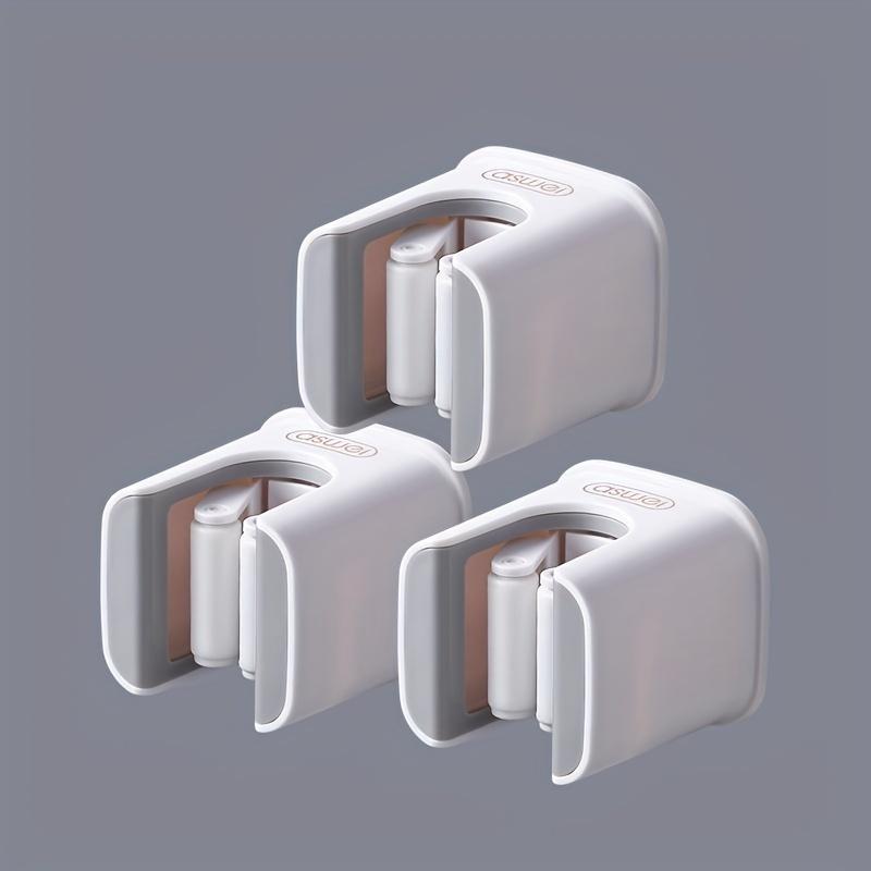 3PCS Broom Holders Wall-Mounted Mop Tool Organizer For Home Laundry Closet Bathroom No-Drill Installation 1 Slot Storage Rack