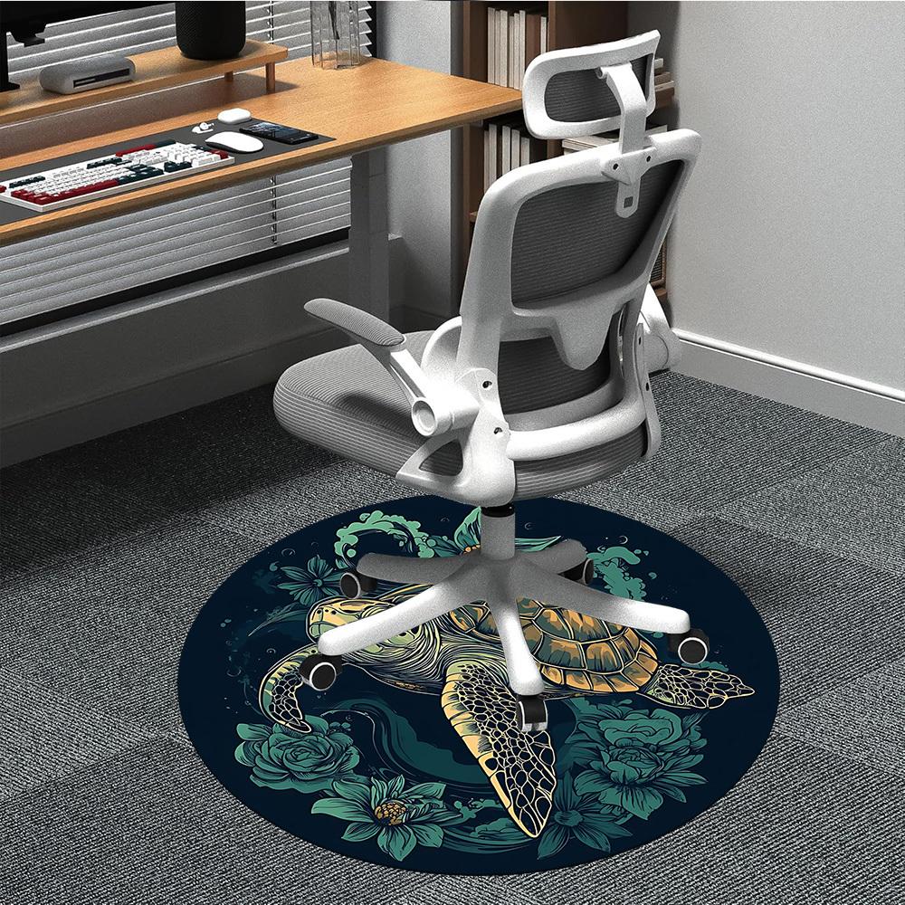 

1pc Sea Turtle Print Chair Carpet for Office, Non-slip, Soft and Durable Leisure Rug, Perfect for Office, Living Room yy251103115 80cm by 80cm