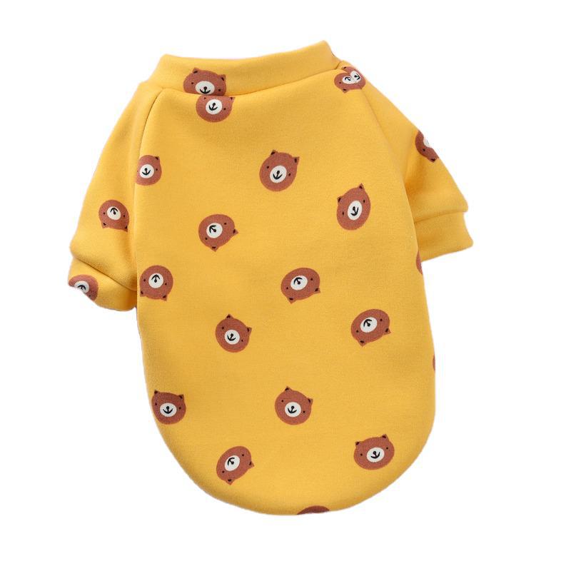 Cartoon Pet Clothes Plus Velvet Two-legged Sweater Fall Winter Hedging Casual Vests Cat T-shirt Puppy Dogs Clothes for Small Pet