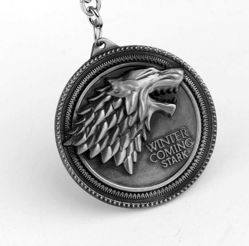Game of Thrones House Stark Car Key Chain Keychain Keyring Pendant Metal Gold