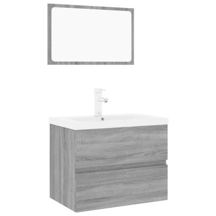 3152877 vidaXL Meubles de salle de bain Sonoma gris Bois d'ingénierie