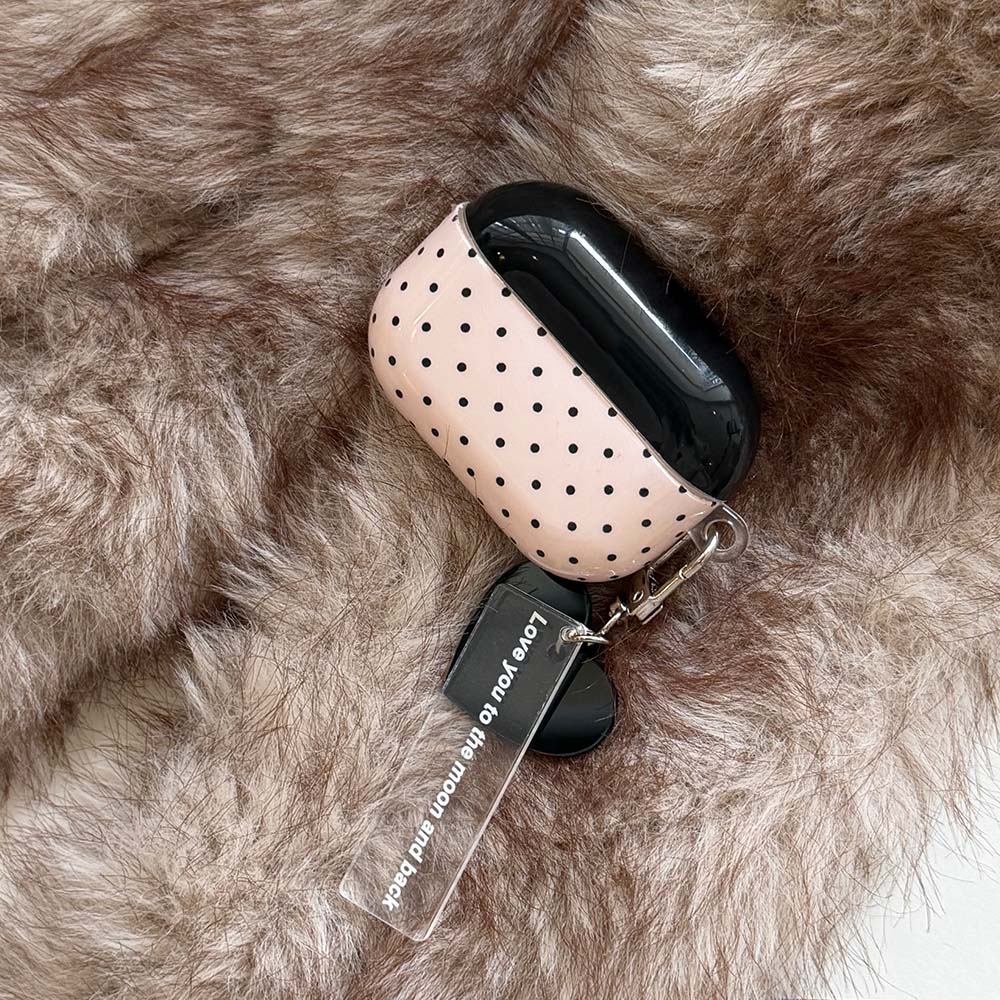 Fashion Simple Black Polka Dot Transparent Silicone Shockproof Earphone Case for AirPods 2 3 4 Pro3 With Pendant Fall Protection