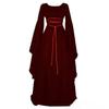 Dámský halloweenský kostým s dlouhým rukávem, kulatým výstřihem, šněrováním v pase, nepravidelné šaty, středověké retro elegantní večerní šaty