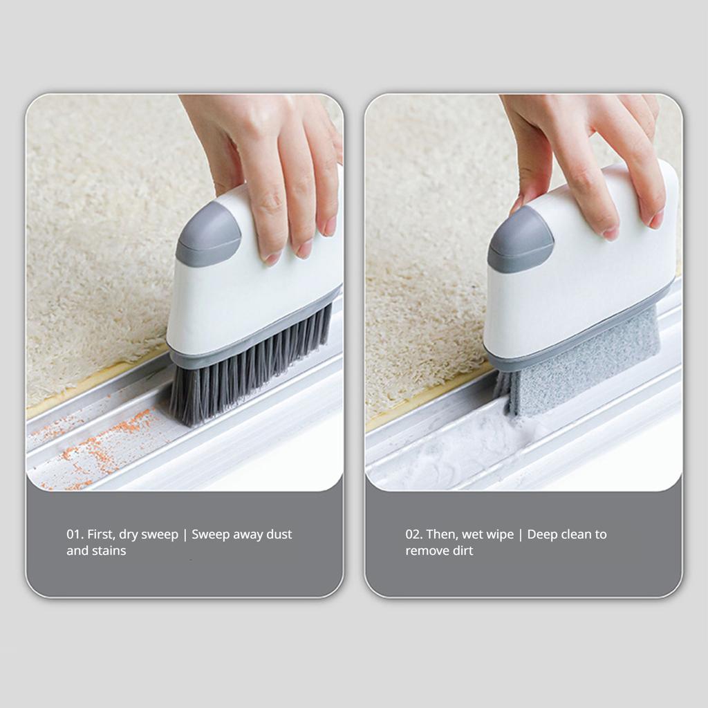 Čisticí kartáč na okenní drážky 2 v 1 Čisticí nástroj Víceúčelový čistič pro domácnost