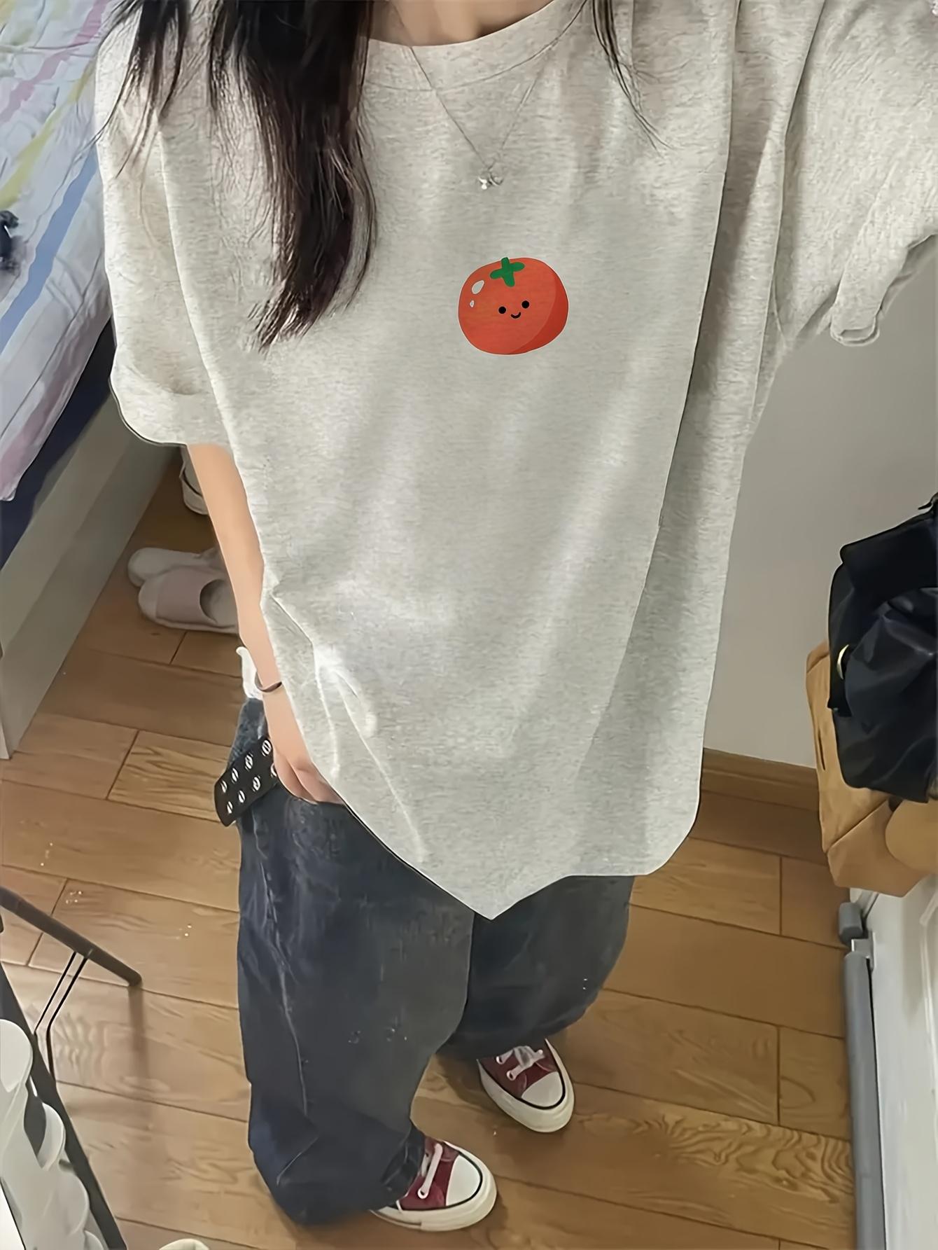 

WomenS TShirt with Cute Tomato Graphic Harajuku Short Sleeve Casual Womens Tshirt Clothing Street Tops Tees Aesthetic Clothes 4XL