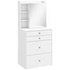 Dressing Table with Mirror and Mobile Storage Stool, Compact Vanity Table with Cabinet, Drawers, Open Shelves, White