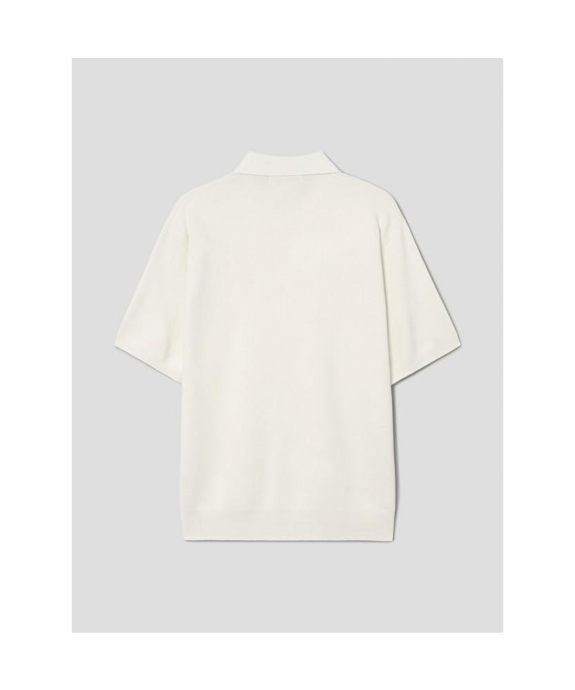 8SECONDS Formal Half-Zip Collared Neck Short Sleeve Knit Ivory