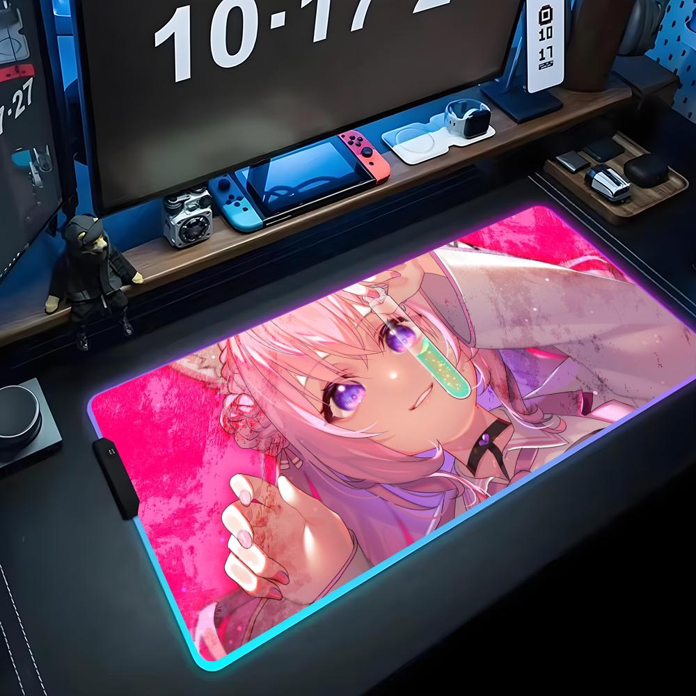 hakui koyori Mouse Pad RGB Gaming Mousepad Big LED Pad PC Desk Mat Luminous Mouse Pad Large Keyboard Mats Table Rug With Backlit