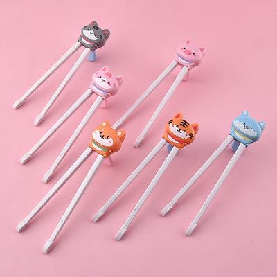 1 Pair Baby Kids Training Tableware Food Sticks Cartoon Animal Chopsticks For Children Cute Cat Elementary Learning Chopstick
