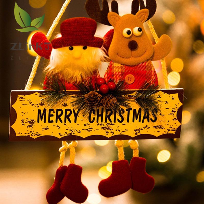 Christmas Decorations Wooden Snowmen Santa Claus Reindeer Door Hanging Ornament XmasTree Indoor Scene Layout Home New Year Decor