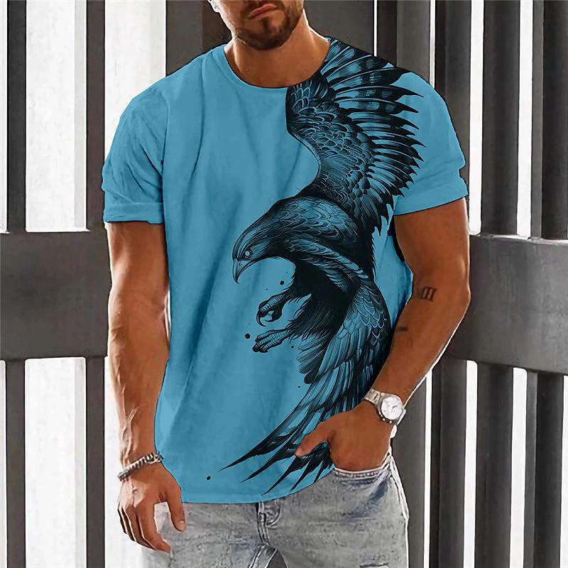 Wolf Eagle T-shirt animal 3D printed streetwear men's casual fashion oversized short-sleeve T-shirt clothing