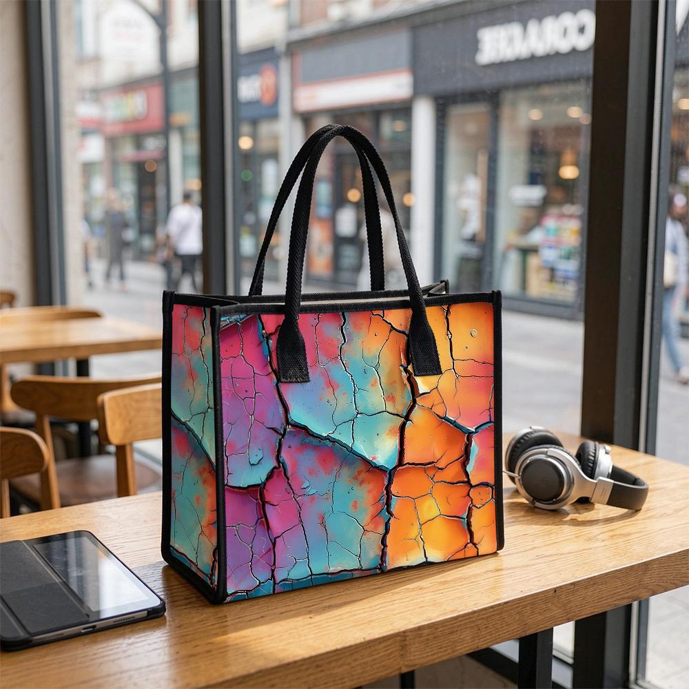 Colorful Crack Pattern Tote Bag Large Casual Handbag for Daily Use Portable Fashion Shoulder Bag for Shopping Travel