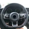 CARDAK Schwarzes Wildleder Leder Auto Lenkradbezug für Volkswagen Golf 7 MK7 GTI R VW Polo Scirocco 2015 2016