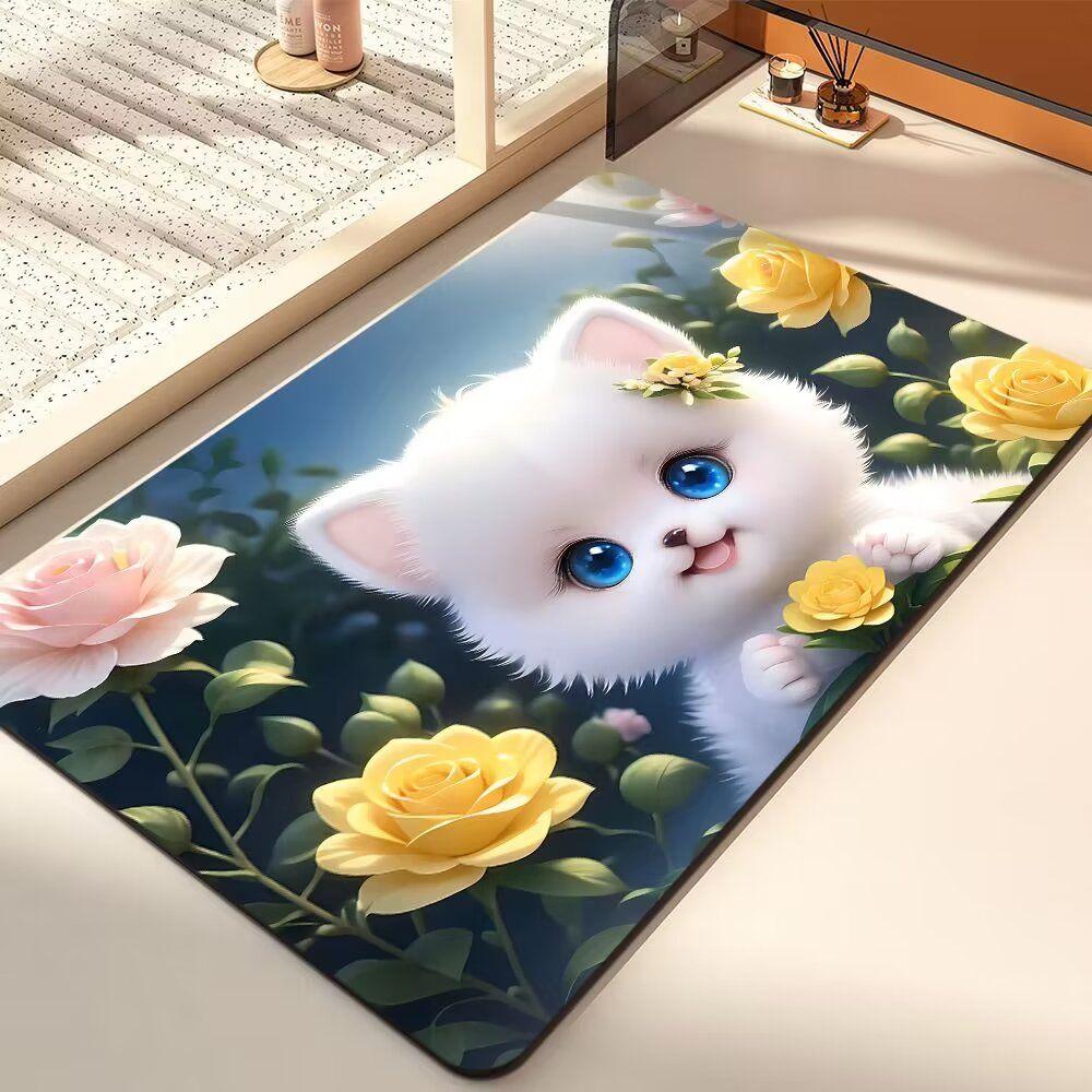 Diatom Mud Suction Mat Cartoon Cute Puppy Bathroom Floor Mat Toilet Toilet Door Non-slip Door Mat Quick Drying Mat