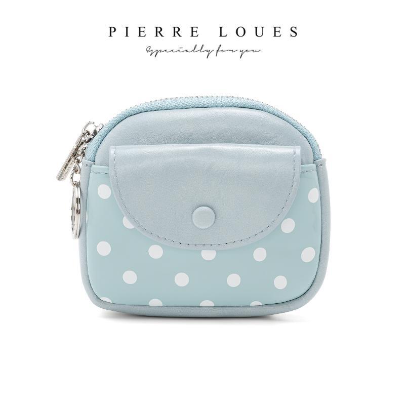 Polka Dot Portable Pu Leather Coin Purse Glossy Surface With Key Ring For Daily Shopping Travel