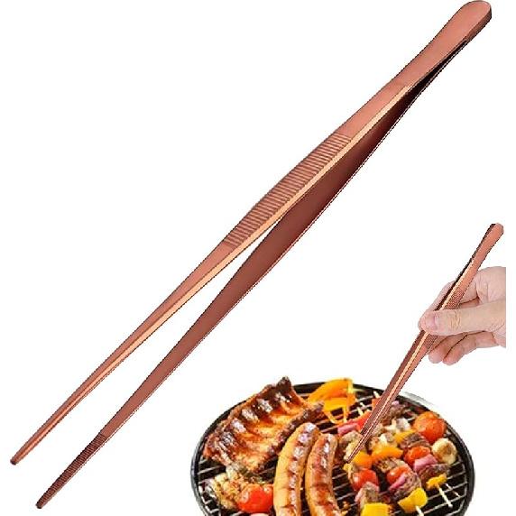 Tongs Tweezers - 12 Inch / 30cm Long Food Tongs Straight Serrated Forceps Cocktail Tweezers Bar Tool, ITTZ0001 (Glod)