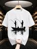 2026 New Cotton Tshirt Duo Fishing On A Boat Silhouette Print Crew Neck Short Sleeve Casual Trendy Wear
