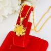 Gold-Plated Brass Lily Pendant Necklace with Vietnamese Sand Gold Water Wave Design