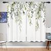 2pcs Watercolor Willow Leaf Curtains - HD Spring Green Leaf Print, Polyester, Suitable for Living Room and Bedroom