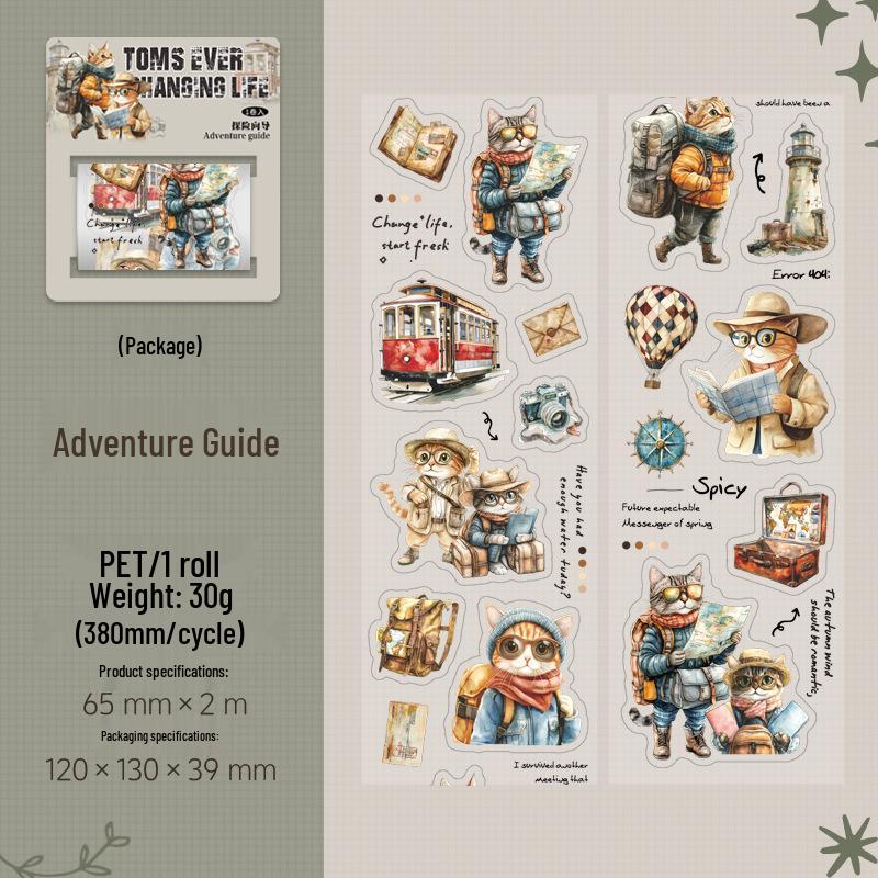 Ketchup Girl Tom's Life Series Cat Theme Die-Cut Scenery Planner Tape