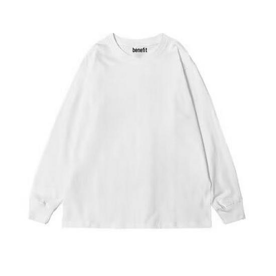 

Футболка унисекс из плотной ткани с длинными рукавами и круглым вырезом, чисто-белая, однотонная, идеально подходит для осени и зимы 2XL белый