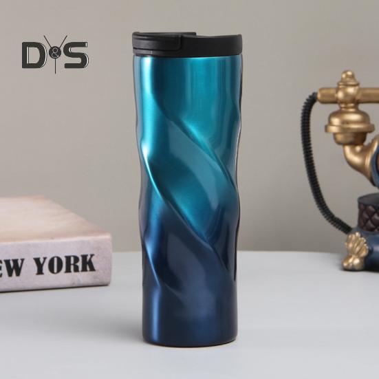500ML Stainless Steel Thermal Cup Insulated Coffee Tumbler with Lid Spiral Design Vacuum Travel Mug for Hot Drinks Home Office Outdoor Travel