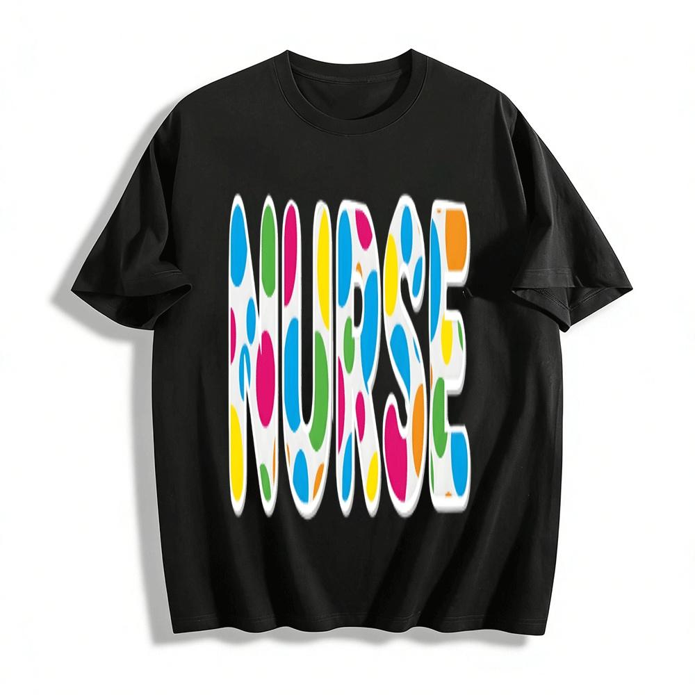 

Fun Polka Dot NURSE Print Casual Top Nurse Exclusive T-Shirt Pure cotton T-shirt XXS
