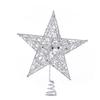 Glimmering Star Christmas Top Decoration 27cm Sparkling Hollowed Metal Star Tree Top For Christmas Tree Ornament