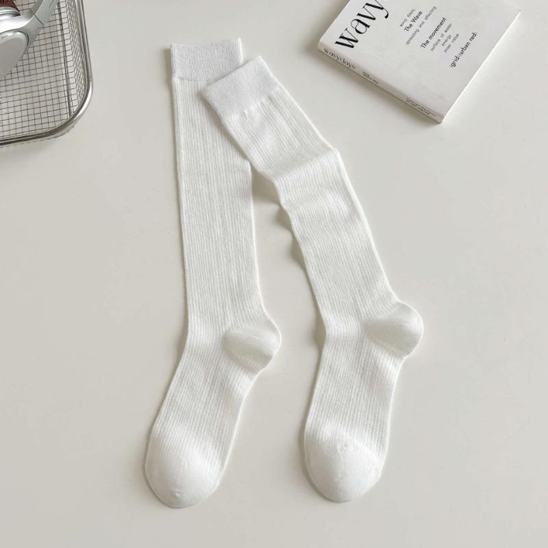 Chaussettes hautes en coton ajouré fin style ballerine pour femmes, printemps et été