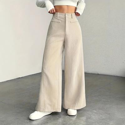 Gestreifte Weitbeinige Hose, Lässige Vielseitige Hose mit Hohem Bund, Schlankmachende Hose mit Hohem Bund