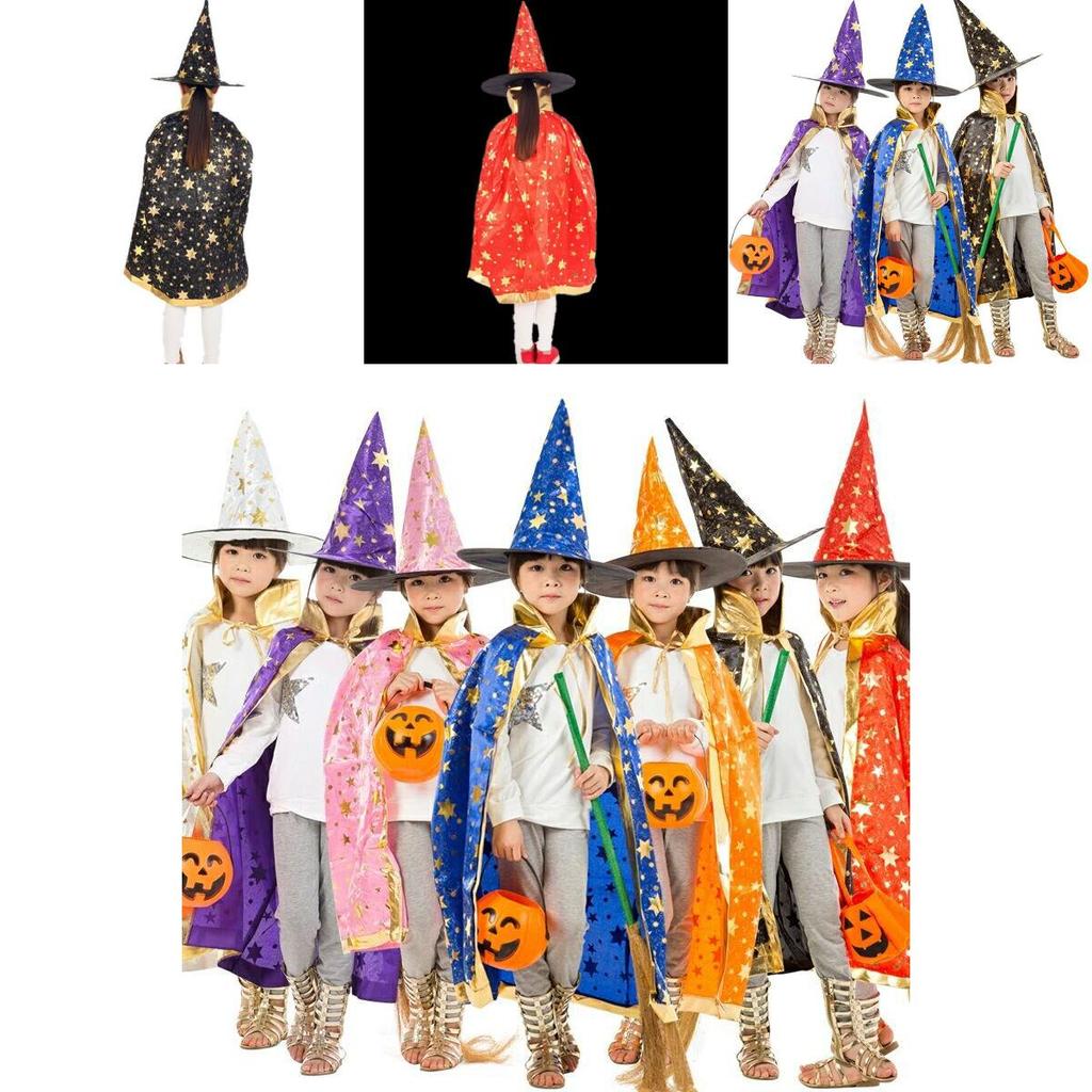 Hooded Princess Children Cloak Witch Robe Cape Floorlength Halloween Costume