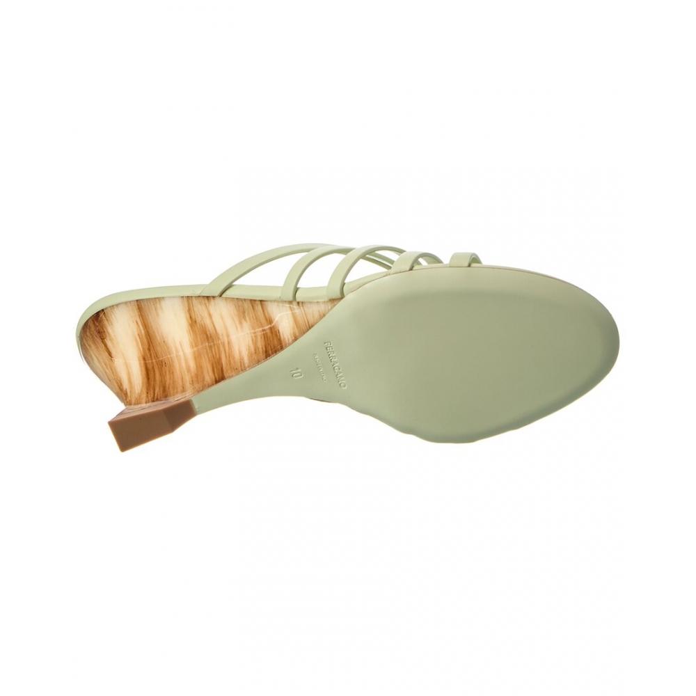 Salvatore Ferragamo Anemone Leather Wedge Sandal Green